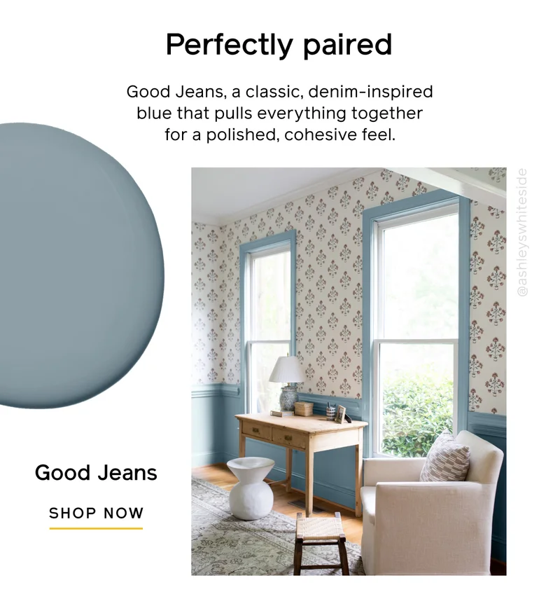 Perfectly paired. Good Jeans, a classic, denim-inspired blue that pulls everything together for a polished, cohesive feel. Good Jeans SHOP NOW