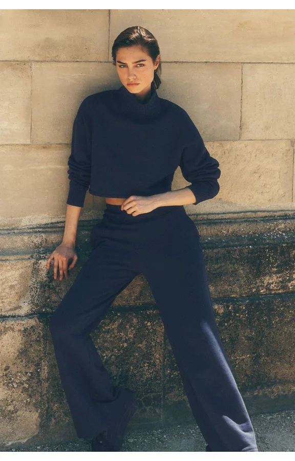Serenity Wide Leg Sweatpant - Navy - Navy / XXS