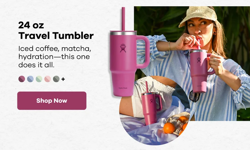 24 oz Travel Tumbler. Iced coffee, matcha, hydration--this is one does it all. | Shop Now