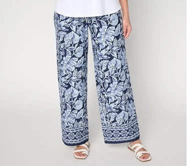 Denim & Co. Tall Beach Jersey Full Length Wide Leg Pants