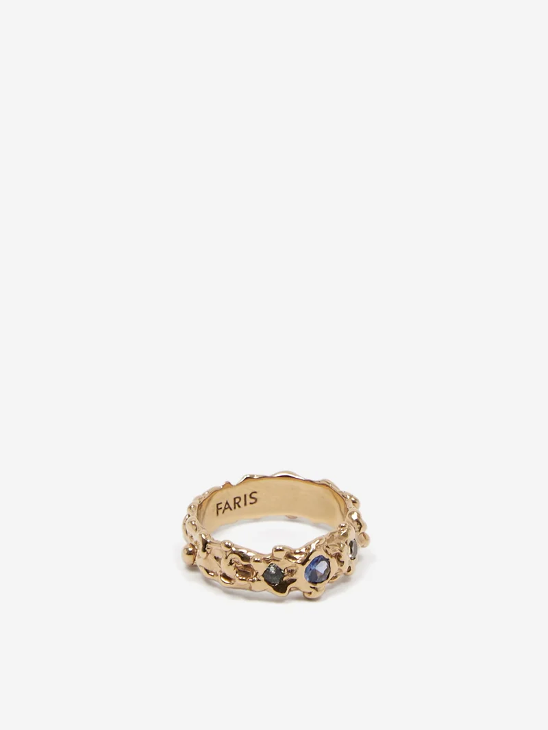 Image of Faris Roca Gem Band - Gold with Blue/Green Sapphire