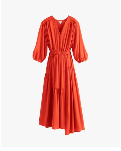 Tencel Gathered Panel Dress Lipstick
