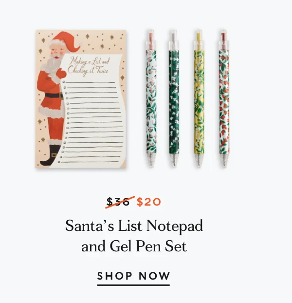 Shop Santa's List Notepad and Gel Pen Set
