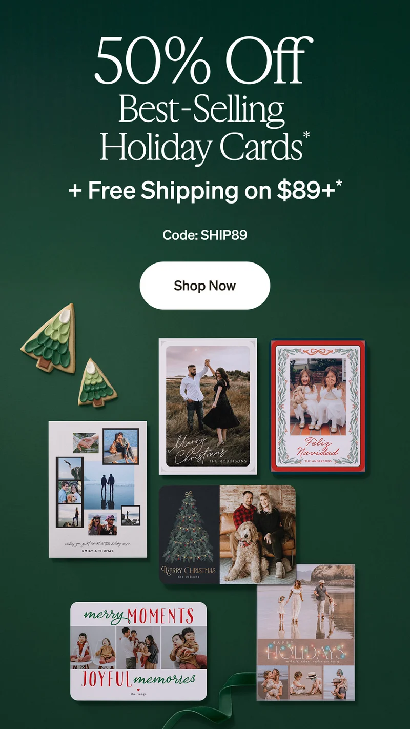 50% Off Best-Selling Holiday Cards + Free Shipping on $89+