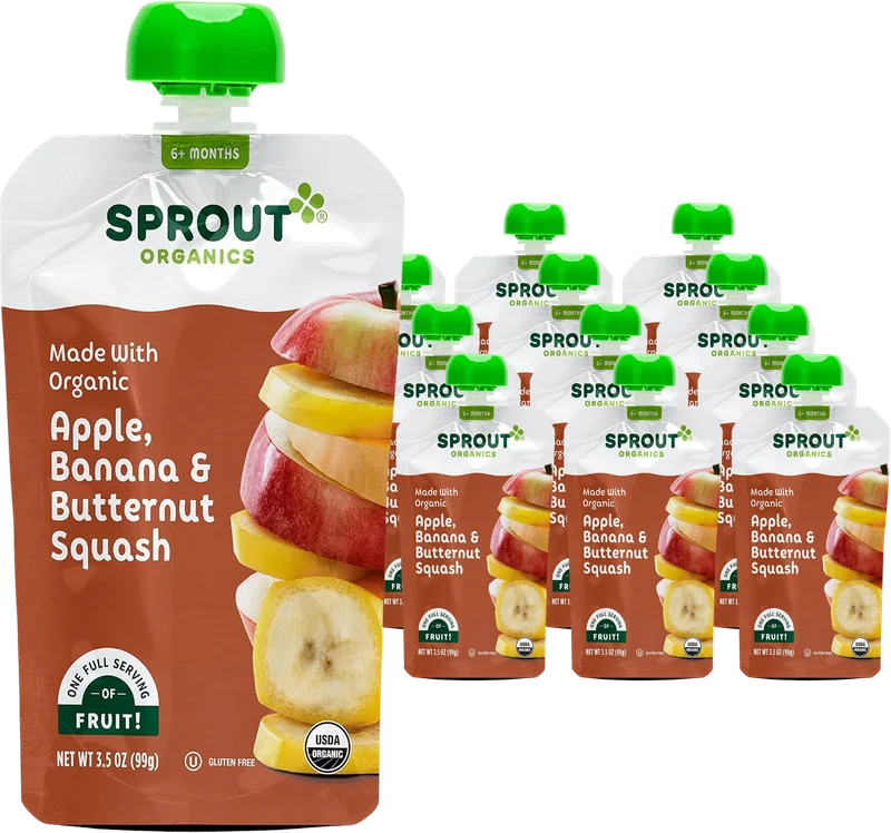 Image of Sprout Organics Apple Banana and Butternut Squash Pouches (12 Pack)