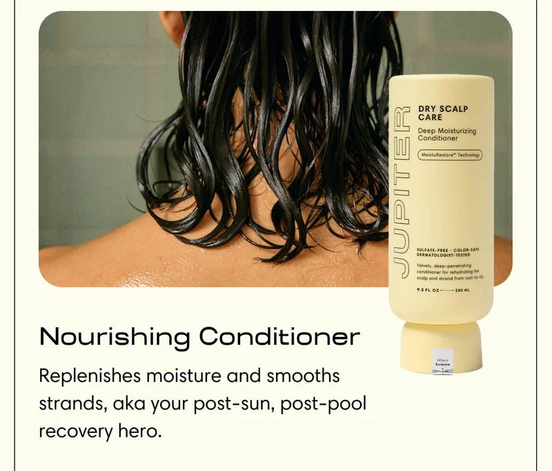 Nourishing Conditioner // Replenishes moisture and smooths strands, aka your post-sun, post-pool recovery hero.