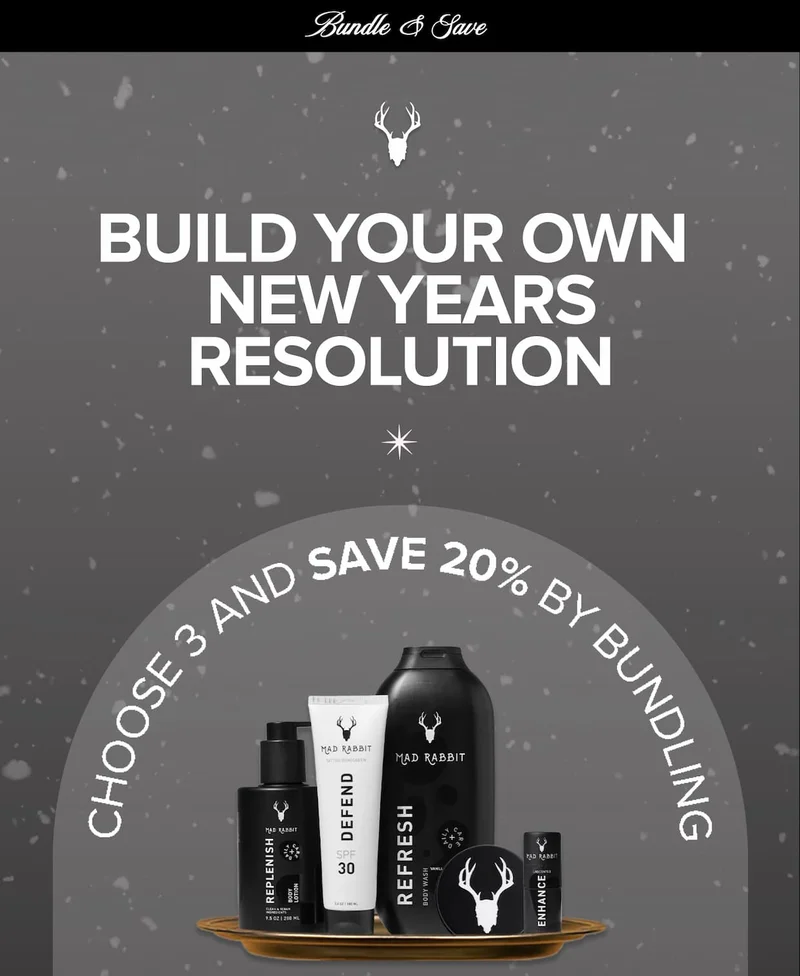 Build your own new years resolution - choose 3 and save 20% by bundling