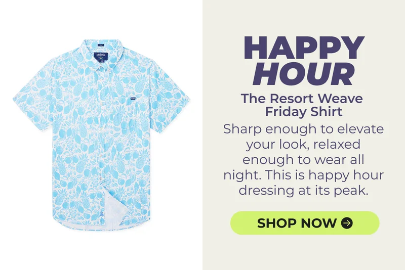 HAPPY HOUR: The Resort Weave Sunday Shirt - Sharp enough to elevate your look, relaxed enough to wear all night. This is happy hour dressing at its peak.