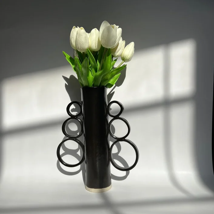Black Circle Vase Vases by Made with Mudd | Minted