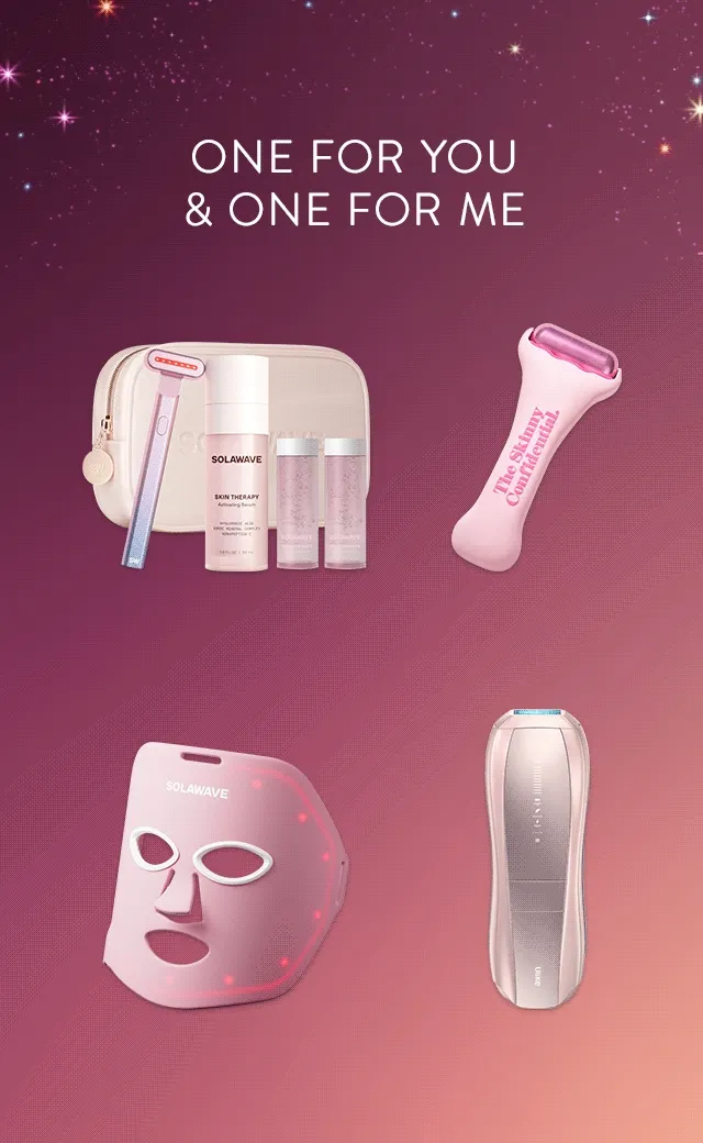 SolaWave wand set. The Skinny Confidential roller. SolaWave mask. ULIKE hair removal device.