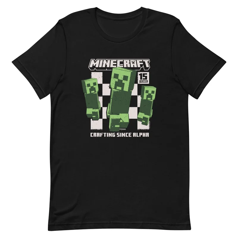 Image of Minecraft 15th Anniversary Checkered Creeper Adult T-Shirt