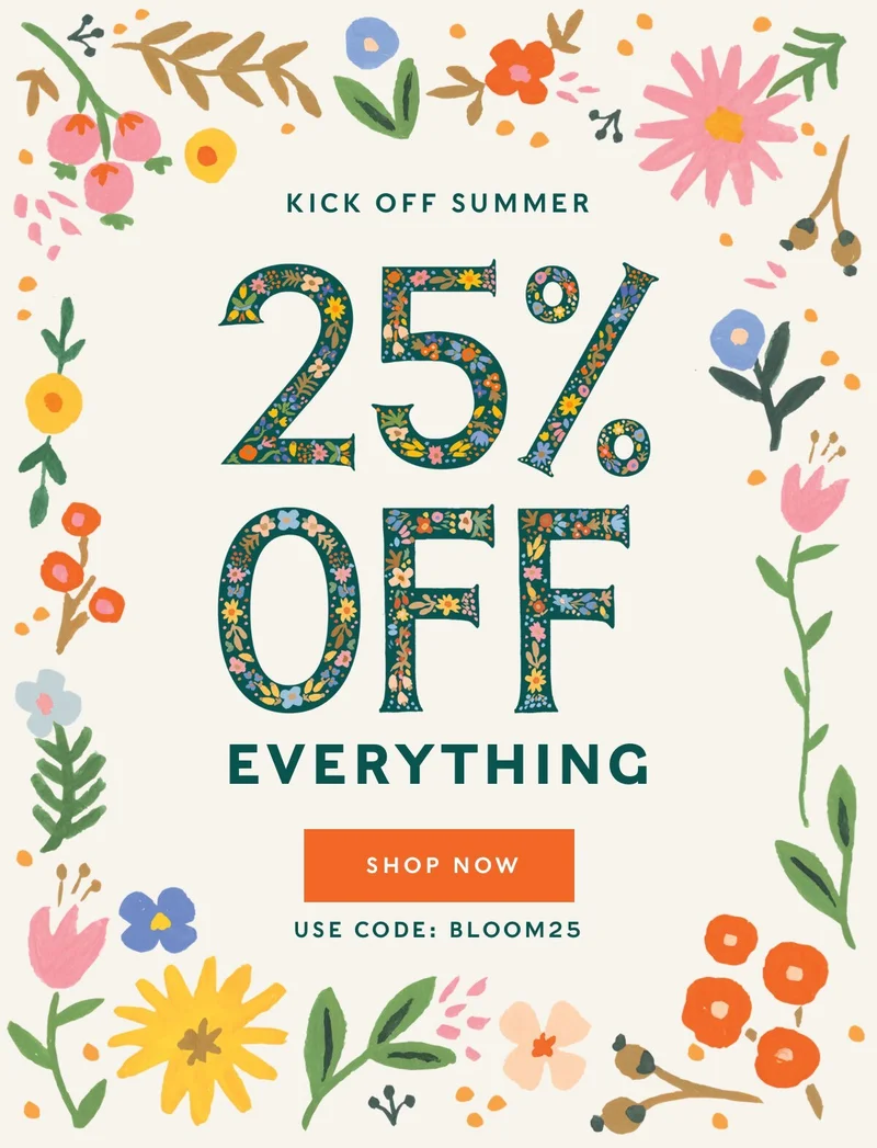 Kick off summer: 25% Off Everything. Shop Now with code discount code