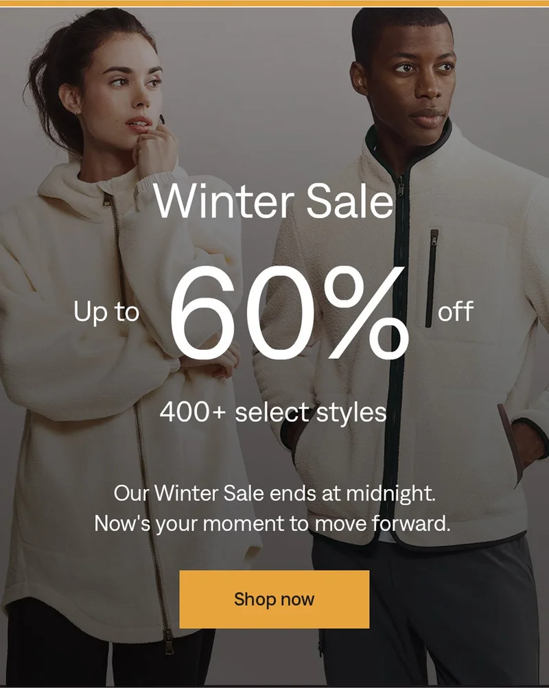 Winter Sale: Up to 60% off ends tonight