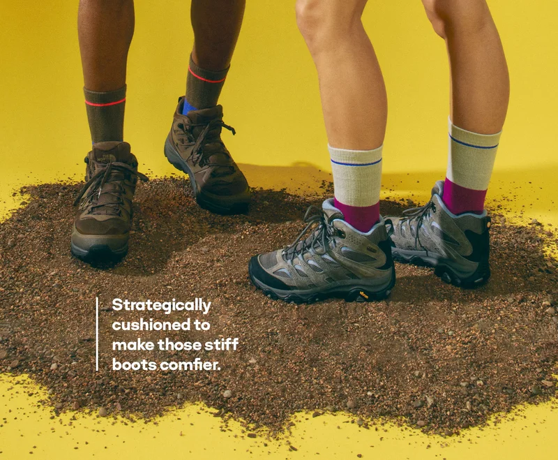 Strategically cushioned to make those stiff boots comfier.