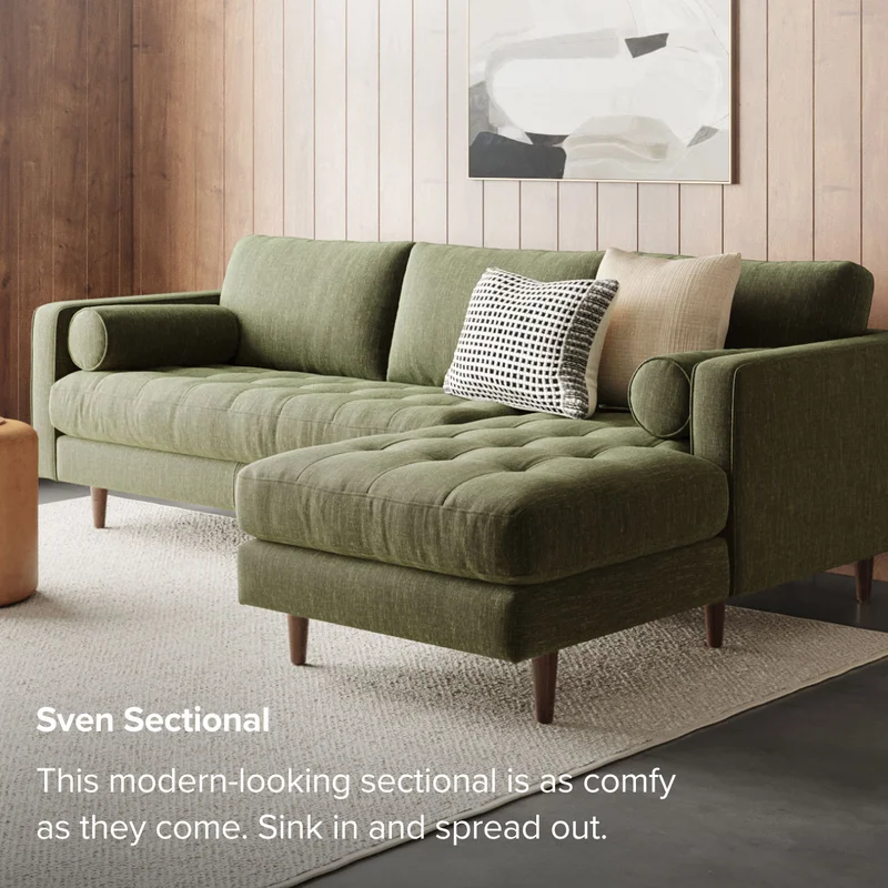 This modern-looking sectional is as comfy as they come. Sink in and spread out.