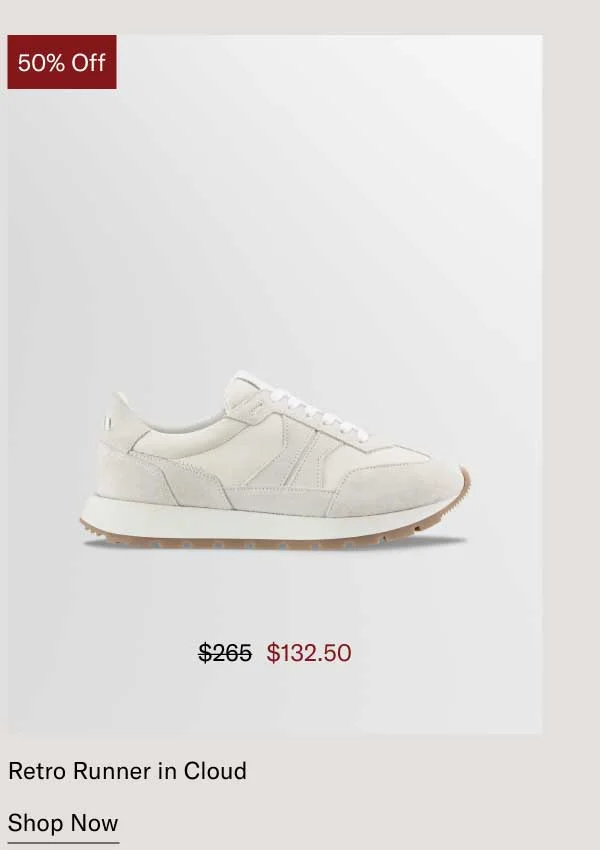 50% off. Retro Runner in Cloud-Shop Now