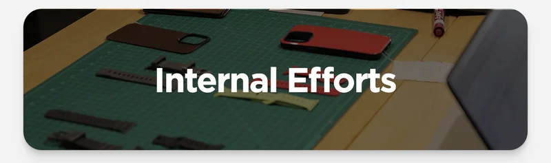 Internal Efforts. Powering our office with renewable enregy; refurbishing lightly used items through our open box program; incentivizing walking, biking, and carpooling to work. Daily composting and recycling.