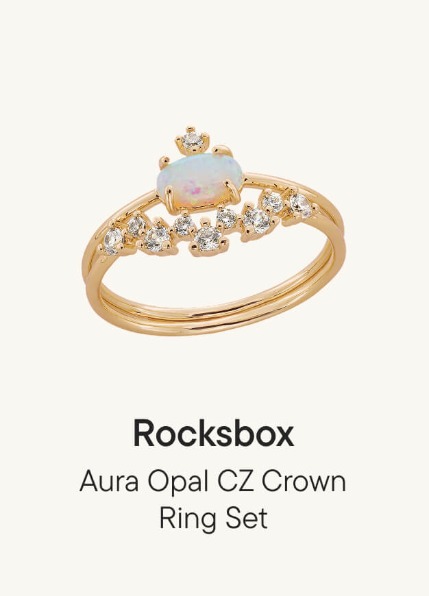 Aura Opal CZ Crown Ring Set Aura Opal CZ Crown Ring Set