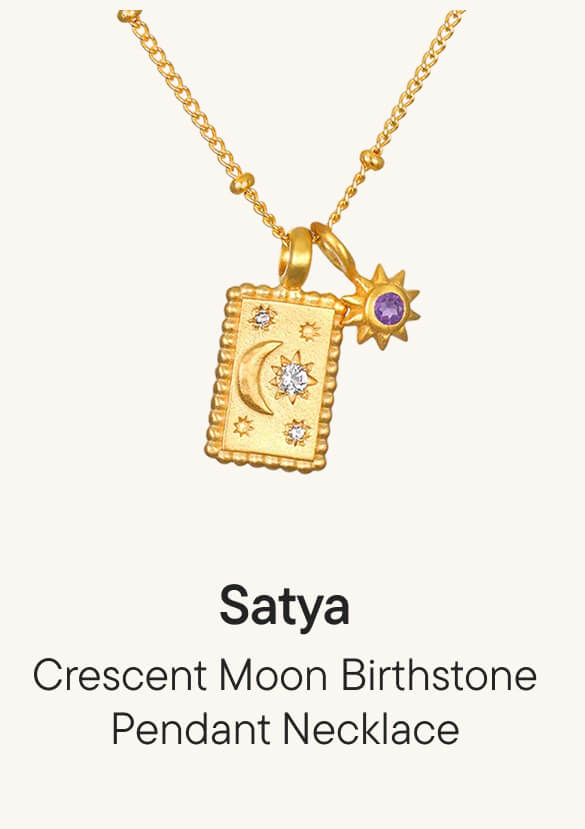 Crescent Moon Birthstone Pendant Necklace Crescent Moon Birthstone Pendant Necklace
