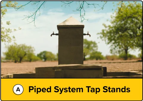 CORRECT: A. Piped System Tap Stands