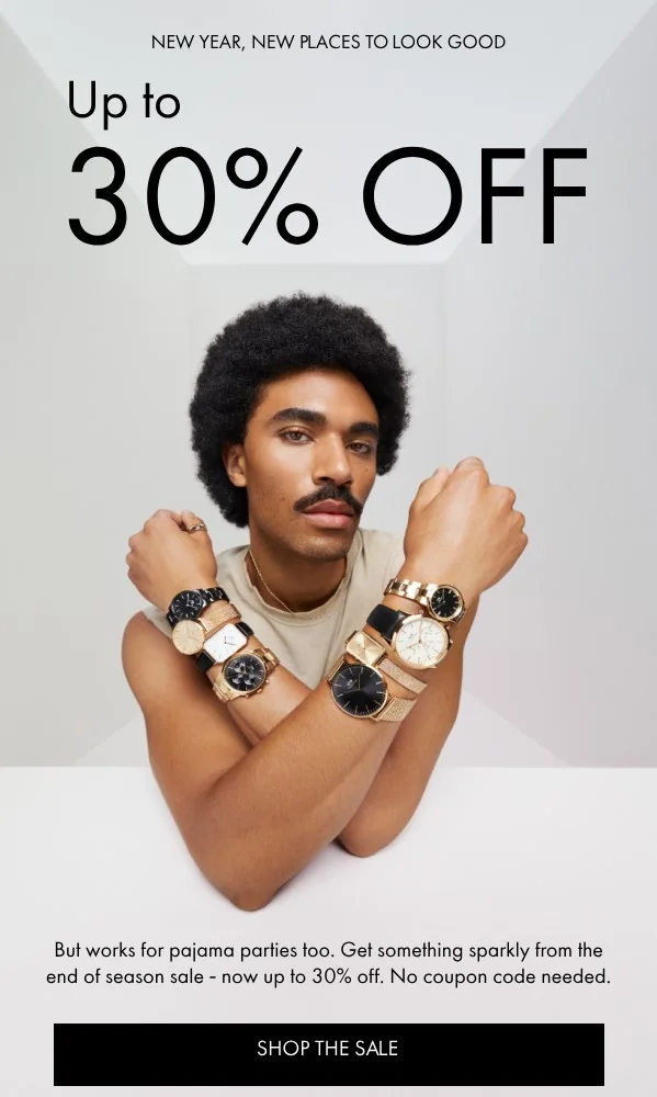 New Year, new places to look good. 30% off. To the sale