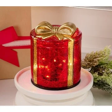 Illuminated Mercury Crackle Glass Gift Box by Valerie