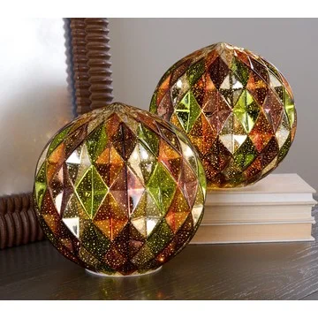 Set of 2 8" Illuminated Harlequin Spheres by Valerie