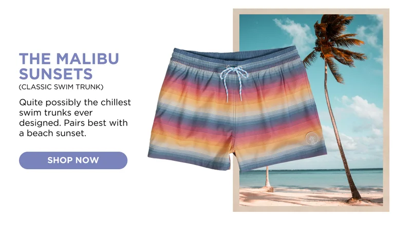 Classic Swim Trunks: The Malibu Sunsets 4"