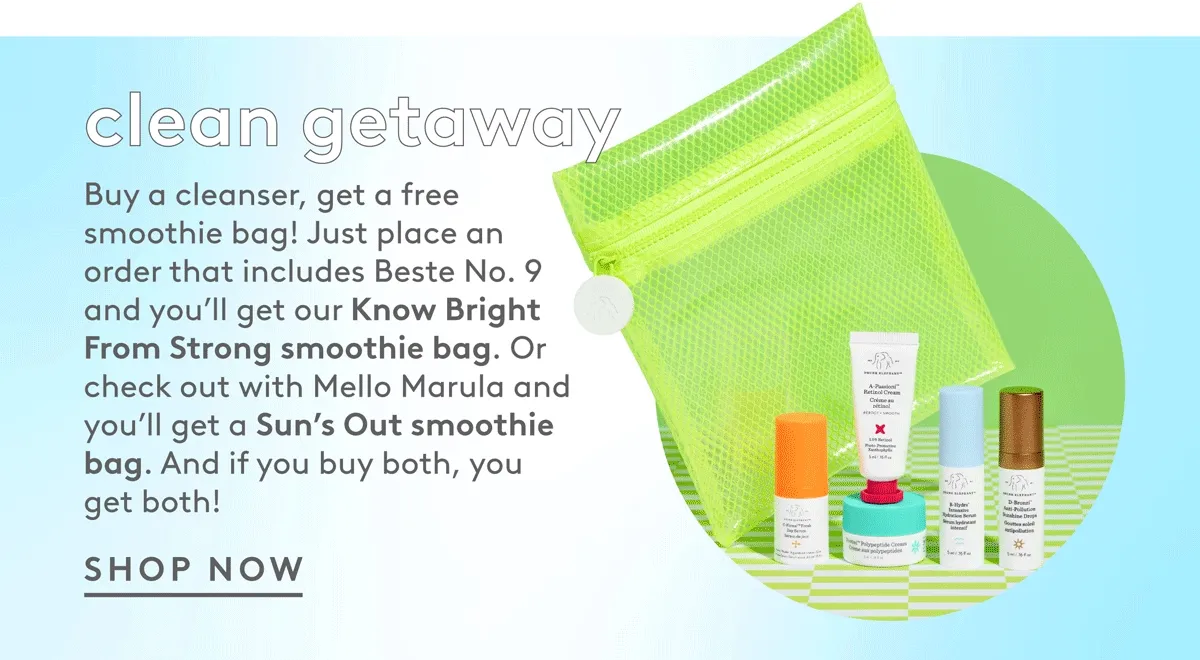 Get a smoothie bag with a Beste or Mello Marula purchase! Buy both and get both! Shop now!