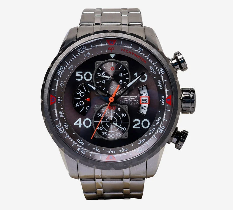 Invicta Rewound Aviator Silver Chronograph Quartz Analog Watch