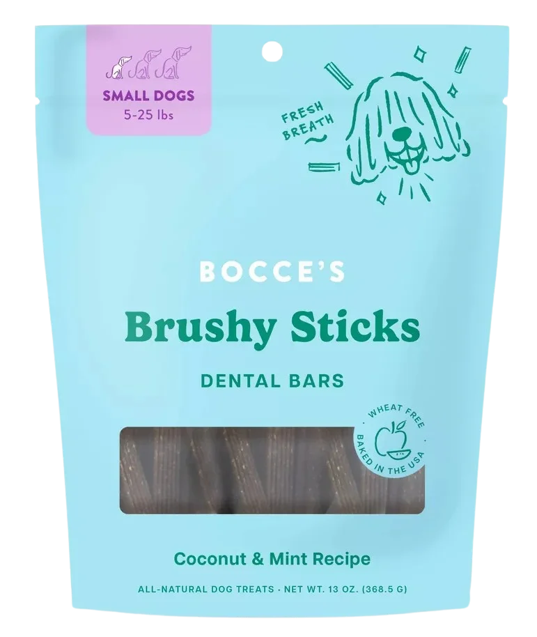 Image of Bocce's Peppermint Flavor Brushy Stick Dog Treats - For Small Dog