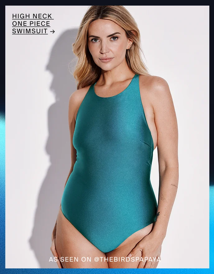 High Neck One Piece Swimsuit. As seen on @thebirdspapaya.