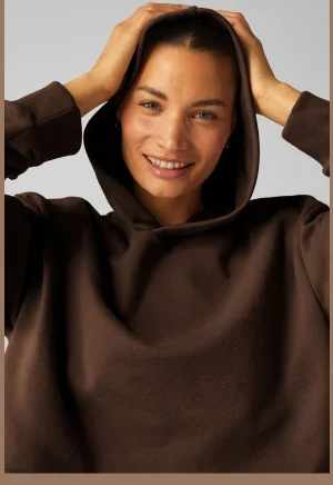 Happiness Fleece Cropped Hoodie in Espresso