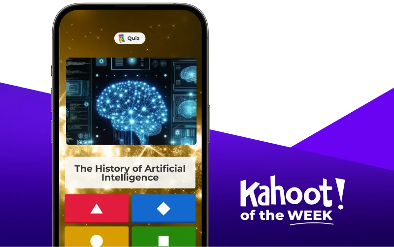 Smartphone displaying a kahoot entitled ''The History of Artificial Intelligence''