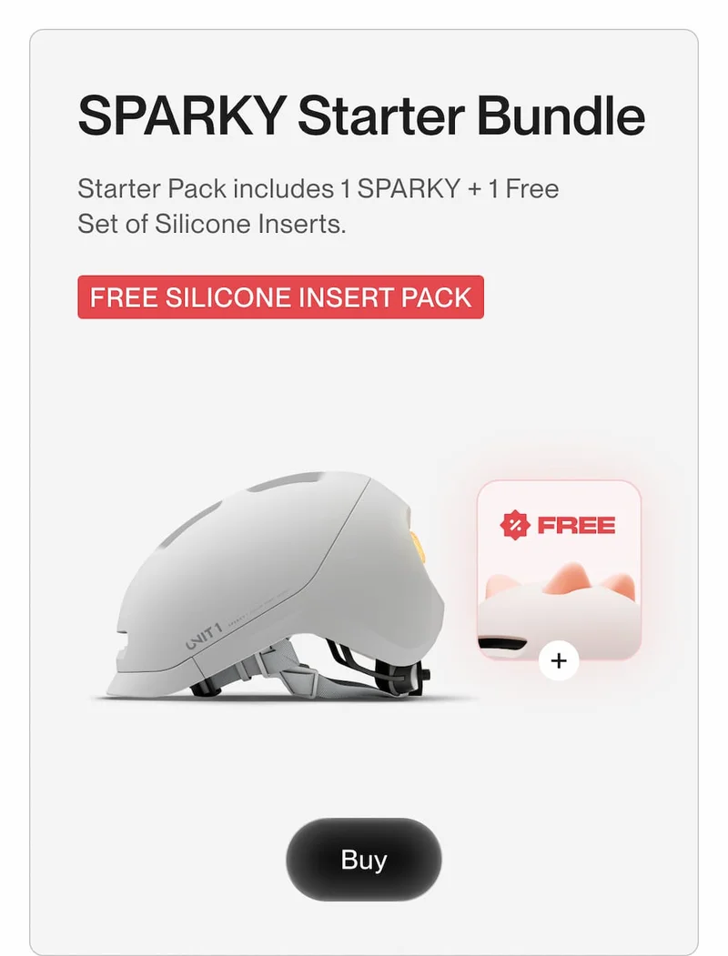 Mint Sparky Junior Smart Helmet with a free silicone insert pack.