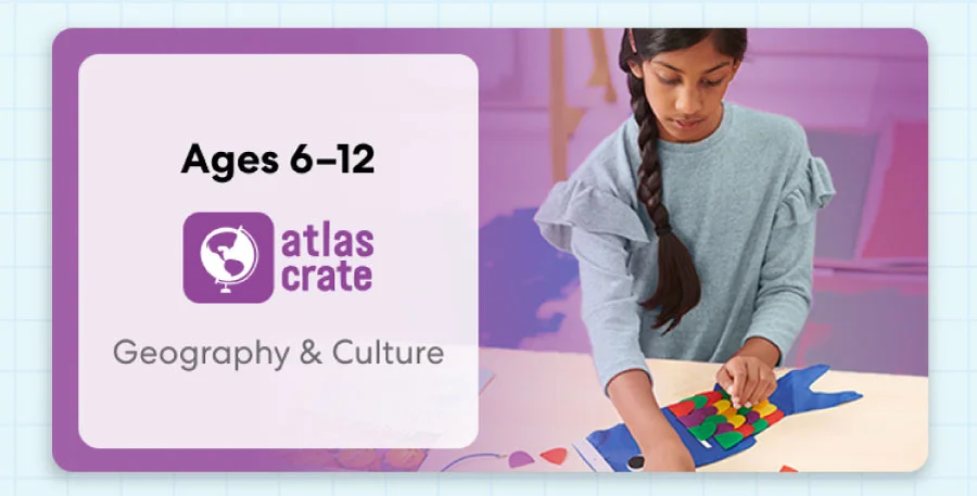 Child exploring KiwiCo World geography crate. Fun activities on culture and world exploration for ages 6–12+