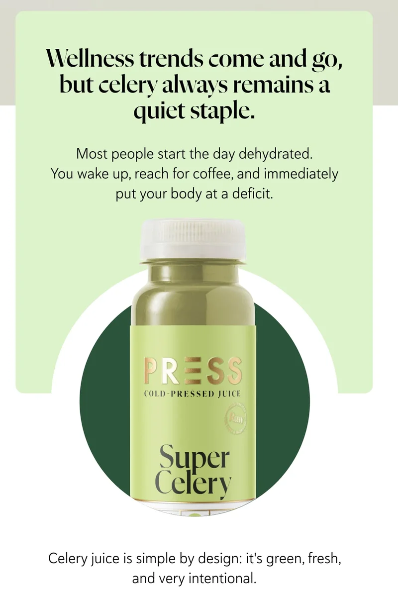 Celery juice is simple by design: it's green, fresh, and very intentional.