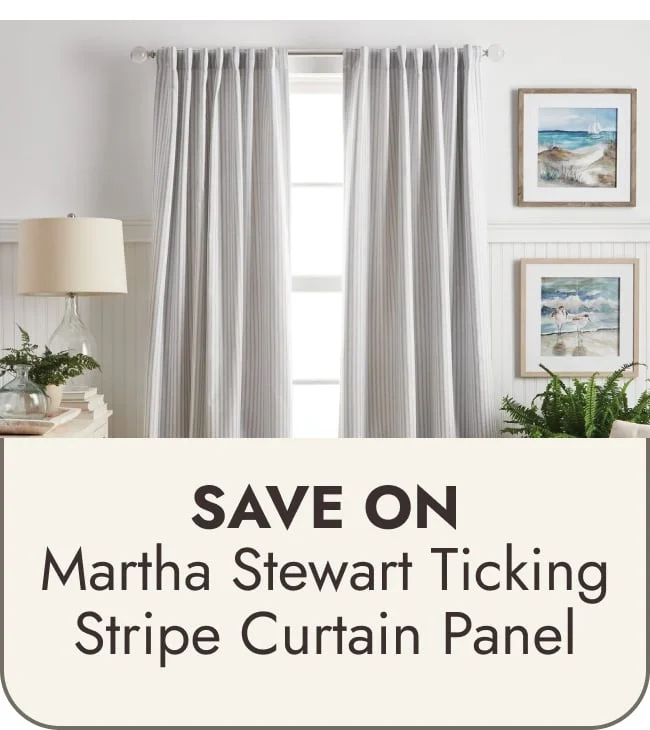 Martha Stewart Ticking Stripe Back Tab Curtain Panel Pair