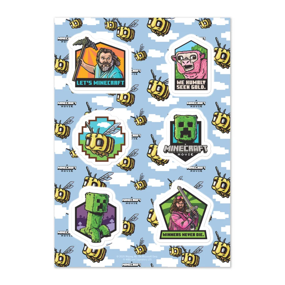 Image of A Minecraft Movie Badges Sticker Sheet