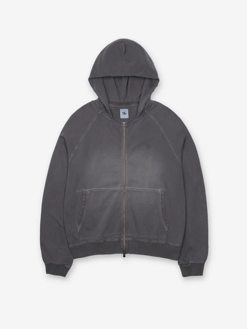 Image of San San Gear Washed Zip Up Hoodie - Charcoal