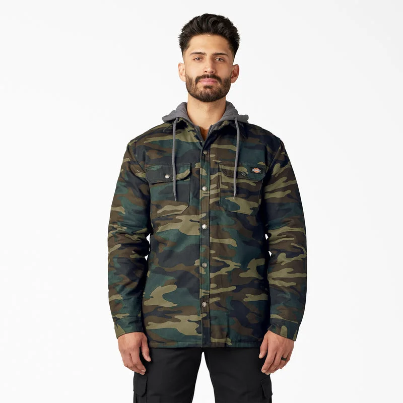 Water Repellent Duck Hooded Shirt Jacket