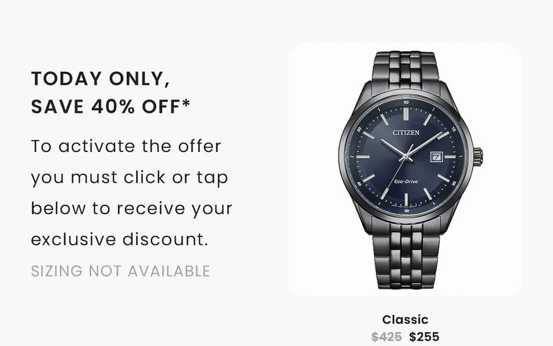 Today only,Save 40% Off* To activate the offeryou must click or tap below to receive your exclusive discount. Sizing not available