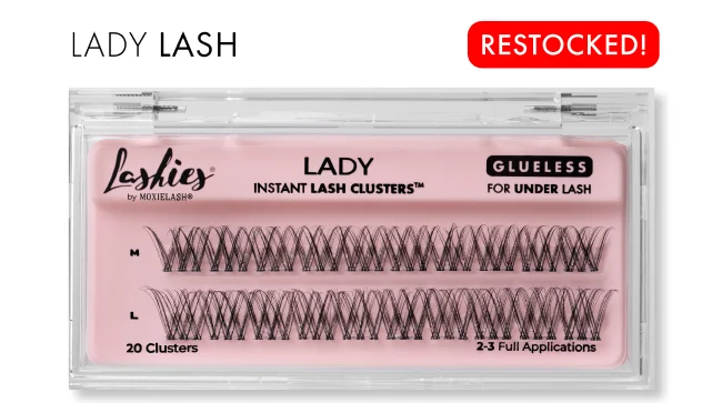 Lady Lash Instant Lash Clusters package with a pink label and visible lash clusters inside