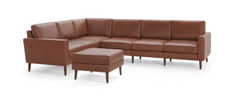 Block Nomad Leather 6-Seat Corner Sectional with Ottoman