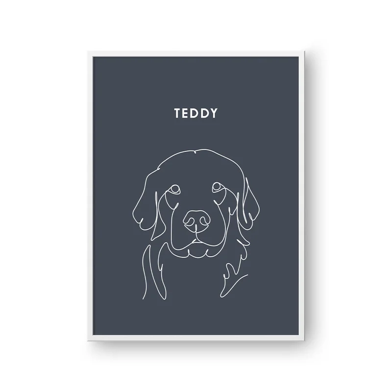 Navy Line Art Portrait Mock Up
