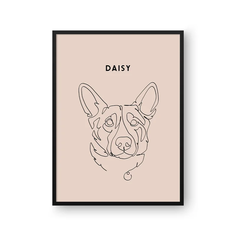 Dusty Pink Line Art Portrait Mock Up