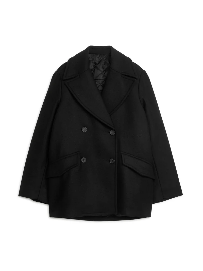Wool Pea Coat Black