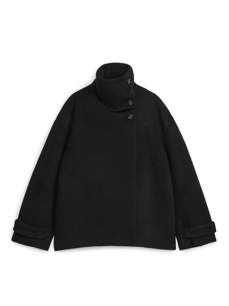 Fuzzy Wool-Blend Jacket Black