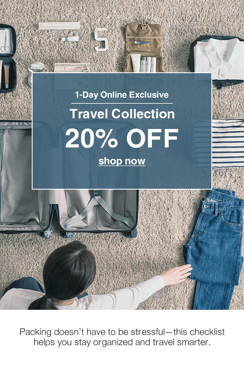 Shop 20% Off Travel Collection Today Online Only!