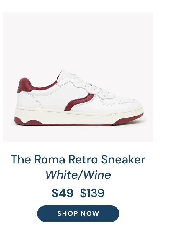 The Roma Retro Sneaker White/Wine $49